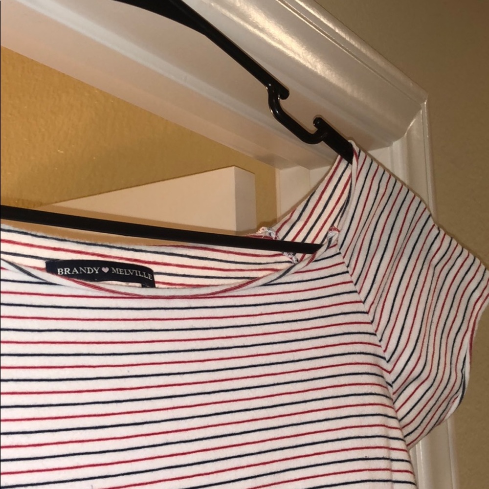 Brandy✨Melville red & black stripe relax fit top